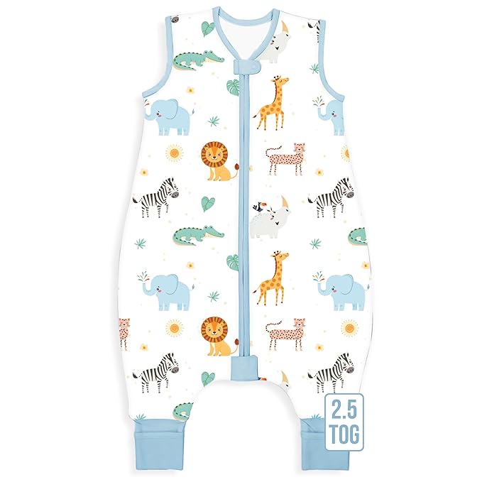 Mama Cheetah Toddler Sleep Sack with Feet 2T, 2.5 TOG Organic Cotton Baby Sleeping Bag with Legs, Baby Wearable Blankets for Walkers w/ 2-Way Zipper, Baby Sleep Sack for Girls Boys, Medium