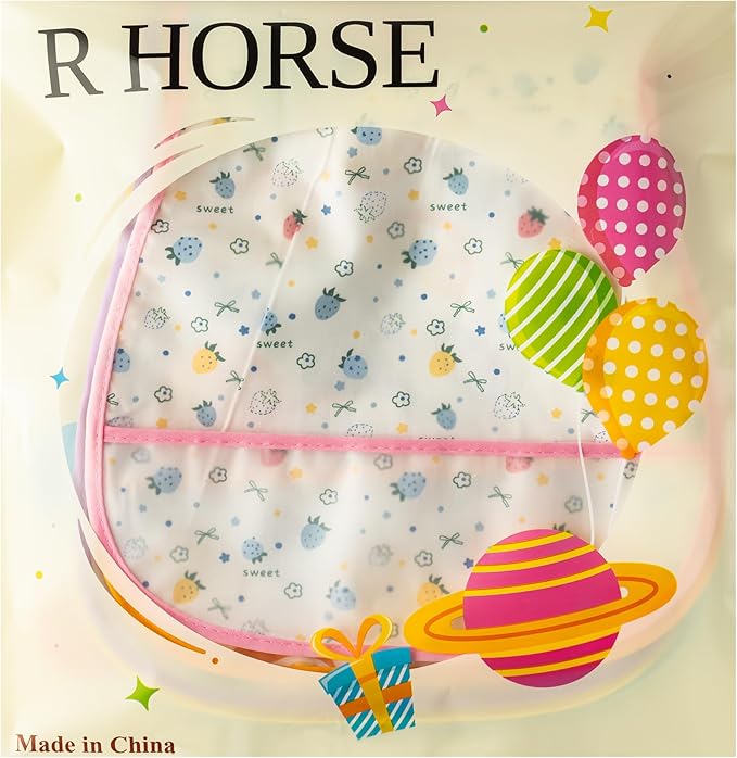 R HORSE 5Pcs Baby Bibs Set Toddler Bibs with Crumb Catcher Pocket & Snap Button Waterproof Baby Feeding Bibs for 6-24 Months