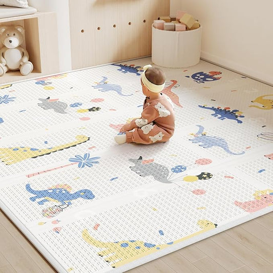 Baby Play Mat Foldable Baby Floor Play Mat X-Large Soft Foam Playmat for Babies Reversible Waterproof Padded Baby Girl Play Mat Portable Thick Crawling Mat for Indoor Outdoor