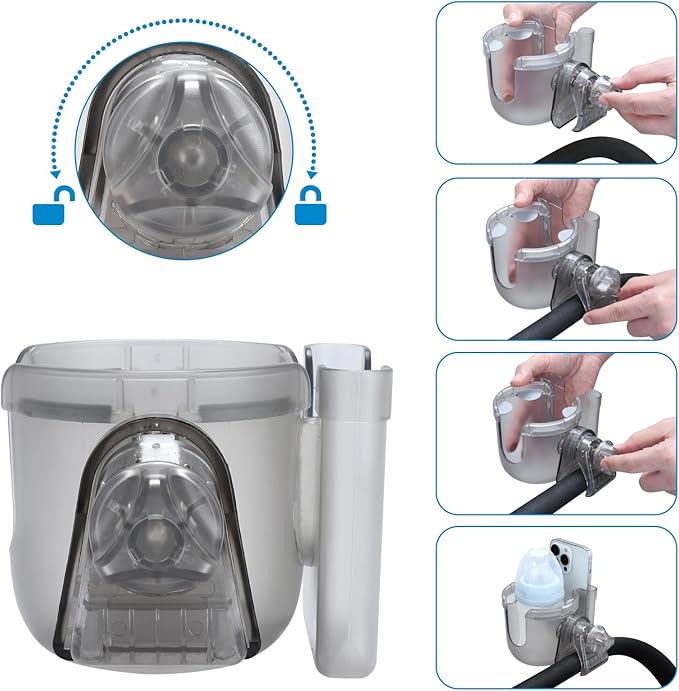 Accmor 2-in-1 Walker Cup Holder with Phone Holder, Wheelchair Cup Holder, Rollator Cup Holder, Cup Phone Holder for Walker, Wheelchair, Rollator, Mobility Scooter