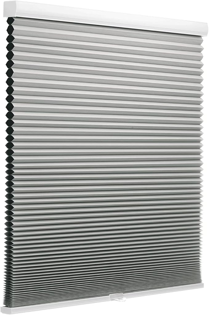 Changshade Cellular Blinds for Indoor Windows Cordless Room Darkening, Thermal Insulated Blackout Pleated Shades Honeycomb Black Out 1.5 Inch Accordion Pull Down for Bedroom, Bathroom, 46"Wx72H, Grey