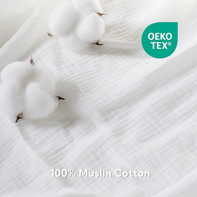 SOULFUL Muslin Crib Sheets for Boys Girls, 2 Pack Soft and Breathable Cotton Fitted Crib Sheets for Standard Crib Mattress (28"x 52", White & Beige & Light Tan)