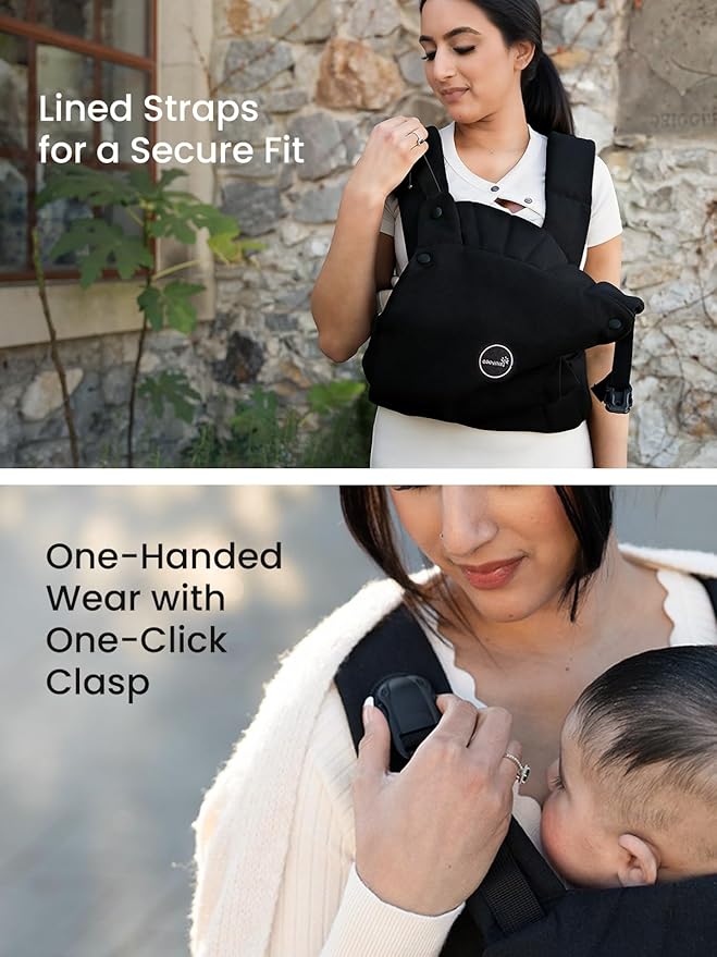 GROWNSY Baby Carrier, One-Click Release Clasp for Easy to Wear, Cozy Wraps Carrier Newborn to Toddler with Head Support(7-44lbs), Ergonomic & Lightweight for Infant to Toddler, Black