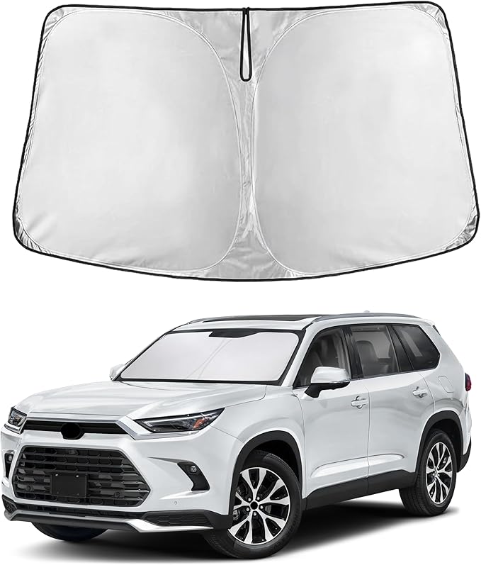 Econour Windshield Sunshade for Toyota Grand Highlander 2024-2025 2026, Sun Visor for Front Windshield & Window Sun Shade Cover, UV Heat Blocker & Protector, Car Accessories