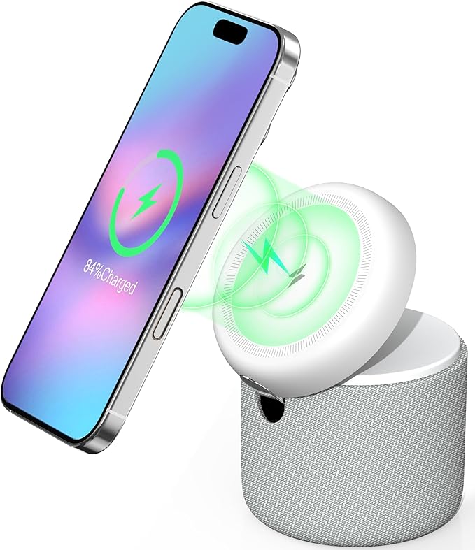 ANJANK White Noise Sound Machine with Wireless Charger Stand, 20 Soothing Sleep Sounds, 32-Level Volume, Auto-Off Timer, 10W Magnetic Charging for iPhone, Dorm Essential for Adults, Must-Have Gift