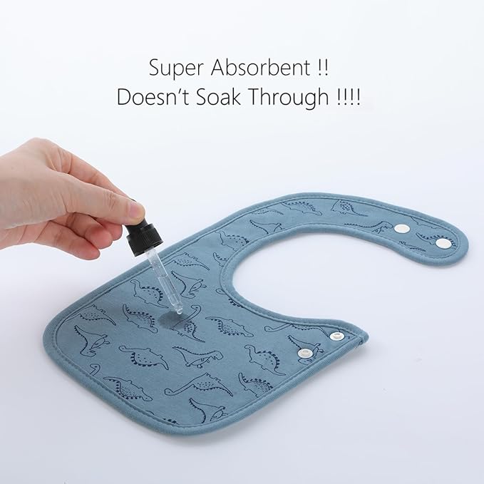 Hakochia Waterproof Baby Bibs Organic Cotton Super Soft and Absorbent With Adjustable Snap for Baby Boys and Girls