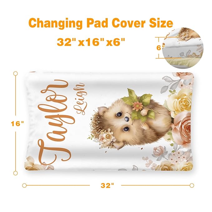 Custom Changing Pad Cover Set - Jersey Knit Ultra Soft Unisex Waterproof Diaper Changing Table Covers with Personalized Name for Baby Boys Girls - Comfy Cozy 2 Pcs Set Style06