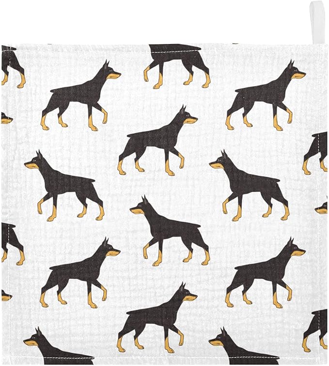 vvfelixl Baby Muslin Washcloths Colored Doberman Dog Baby Burp Cloths Cotton Baby Face Towel for Newborn Infants Boys Girls Soft and Absorbent 11.8 X 11.8 in, 3 Pack