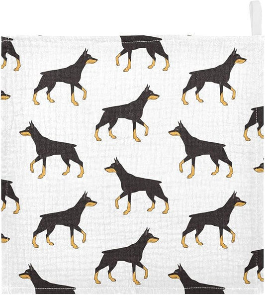 vvfelixl Baby Muslin Washcloths Colored Doberman Dog Baby Burp Cloths Cotton Baby Face Towel for Newborn Infants Boys Girls Soft and Absorbent 11.8 X 11.8 in, 3 Pack