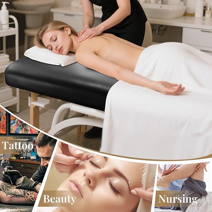 XIAROGEE Leather Massage Table Cover Wipeable Covers for Massage Table Waterproof Vinyl Replacement Bed Cover Protector for Lash/Spa (Black, 1)