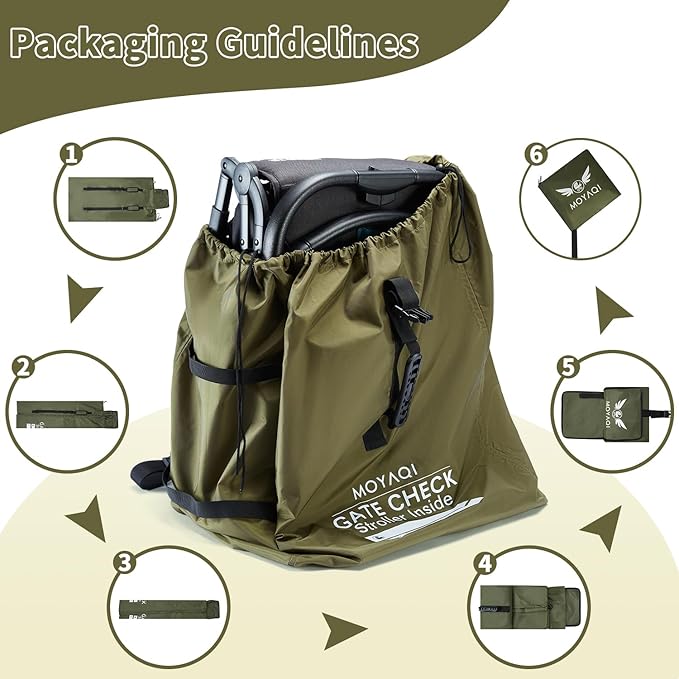 MOYAQI Stroller Travel Bag for Airplane, Gate Check Bag Backpack with Durable Nylon,Adjustable Carry Straps,Infant Carriers & Booster Seats (live Green)