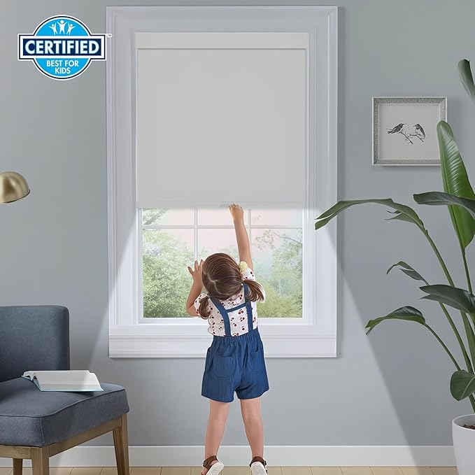 Persilux Blackout Roller Blinds for Windows, Cordless Free-Stop Roller Shades with Valance, Thermal Insulated Fabric Window Blinds, UV Protection Shades for Home and Bedroom (White,49" W x 72" H)