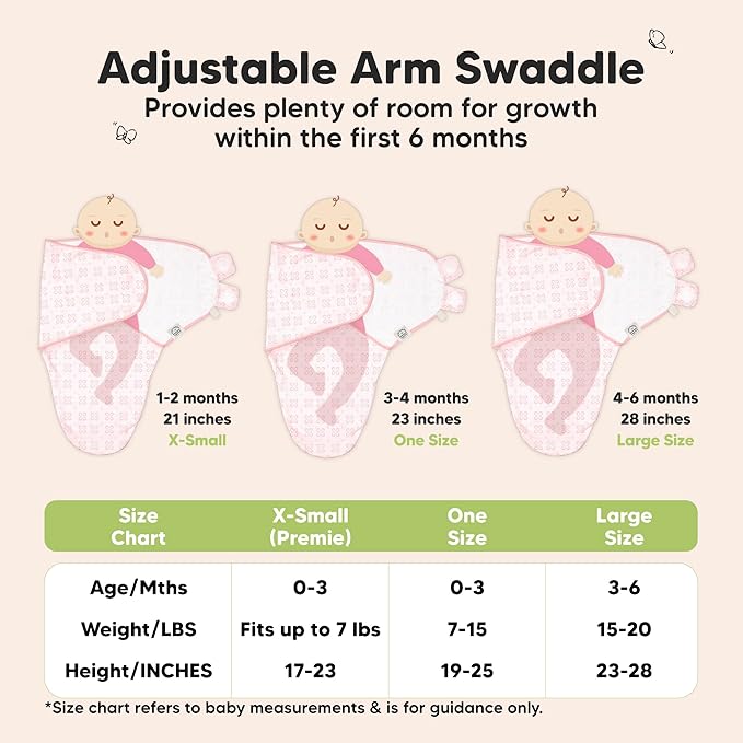 3-Pack Organic Baby Swaddle Sleep Sacks - Swaddles for Newborns, Infant 3-6 Months, Baby Girls, Boys, Soft & Snug Newborn Sleep Sack, Nursery Swaddling Blankets (Blossom, L)