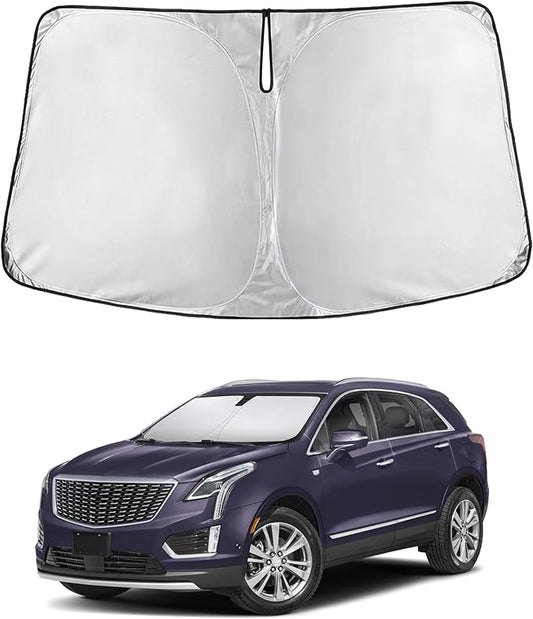 EcoNour Windshield Sun Shade Compatible for Cadillac XT5 2017–2025 | Luxury SUV Front Window Sunshade | Foldable Sun Visor Protector | Blocks UV Rays & Reduces Interior Heat