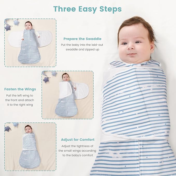 LILBESTIE Baby Swaddle Sleep Sack, 1.0 Tog New-Parent-Friendly Swaddle for Newborns & infant 6-12 Months Baby Wearable Blanket Reduce Startle Reflex, Newborn Boys Girls Registry Essentials
