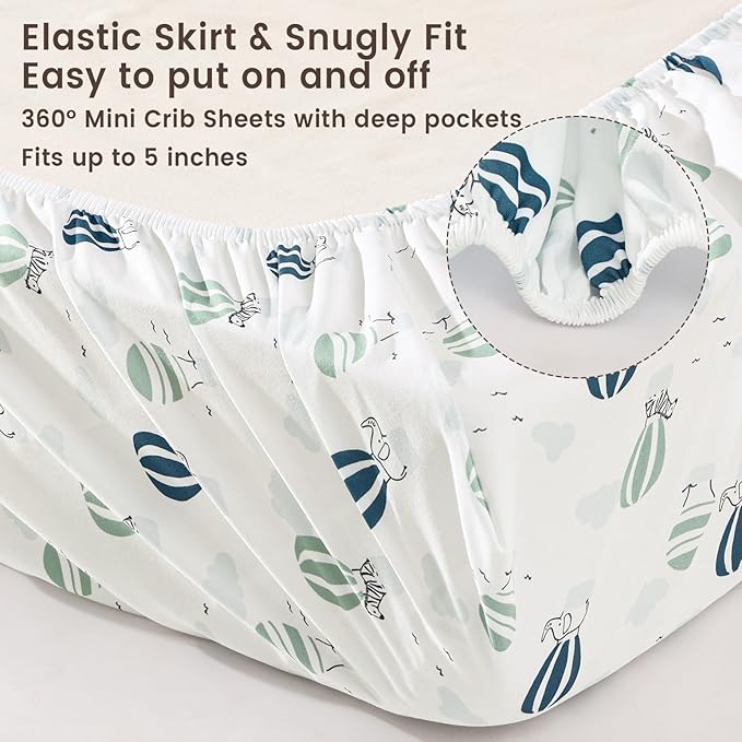 david's kids 3 Pack Mini Crib Sheets, Soft Breathable Premium Pack N Play Sheets for Baby Boys Girls Neutral, Playard and Mini Crib Mattresses, Animals