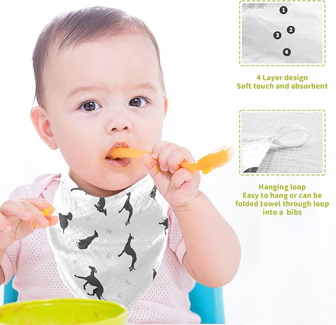 vvfelixl Baby Cotton Washcloths Whippet Dog Infants Bath Towel for Unisex Puppy Face Towels for Newborn, Natural Baby Wipes Delicate Skin, 11.8 X 11.8 inch, one sizex5