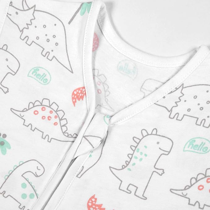 TILLYOU 2 Pack Baby Sleep Sack 18-24 Months 100% Cotton Wearable Blanket 0.5 TOG Sleeveless Summer Sleep Sacks with 2-Way Zipper, Woodland Dinosaurs