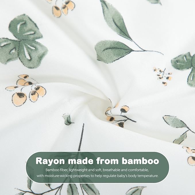 Mosebears Unisex Rayon Made from Bamboo Sleep Sack with 2-Way Zipper,2.5 Tog Baby Winter Sleep Sack(Plant,18-36 Months)