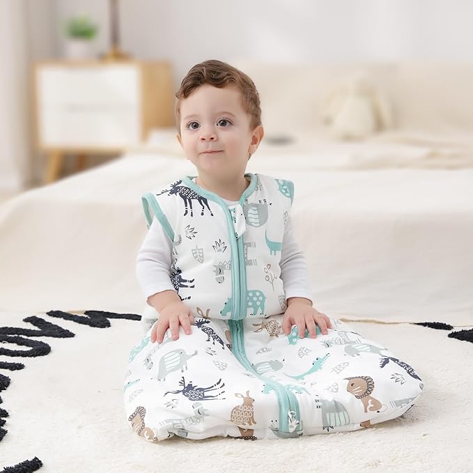 Mosebears Sleep Sack Baby Winter Wearable Blanket with 2-Way Zipper,2.5 TOG Cotton Sleep Sack Unisex (Deer, 6-12 Months)