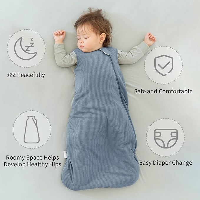 BubblePanda Rayon Made from Bamboo Sleep Sack 6-12 Months Supersoft Toddler Sleep Sack 1.0 Tog Breathable Baby Wearable Blanket with 2-Way Zipper Unisex Sleeping Bag for Babies