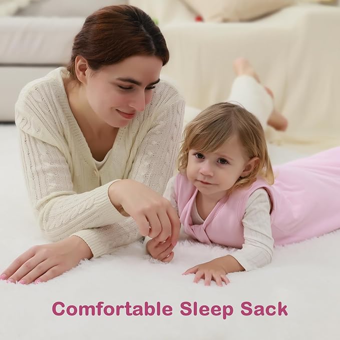 Mosebears Sleep Sack Baby Winter Wearable Blanket with 2-Way Zipper,2.5 TOG Cotton Sleep Sack Unisex (Blush, 6-12 Months)