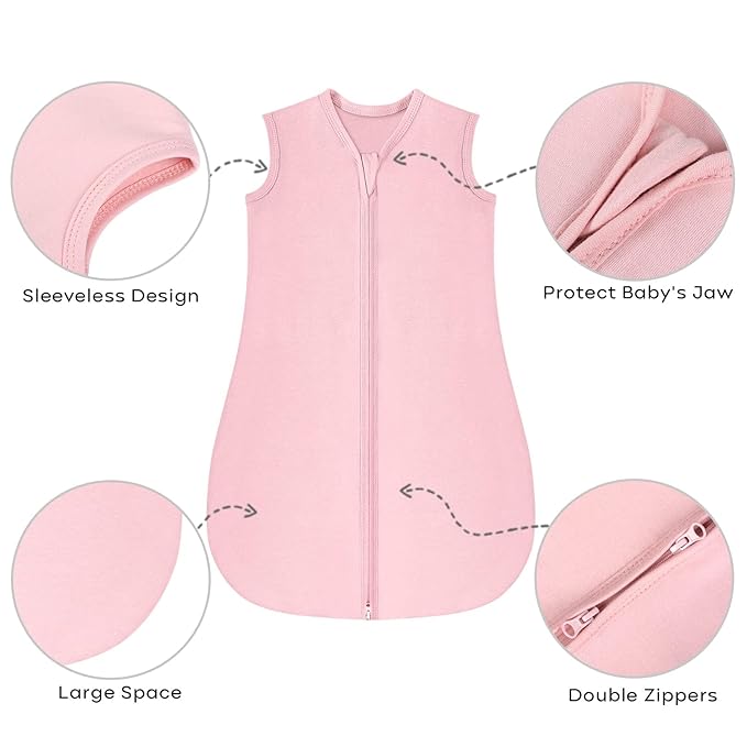 Yoofoss Baby Sleep Sack 6-12 Months 0.5 Tog Wearable Blanket for Baby, 3 Pack 100% Organic Cotton Infant Toddler Sleeping Sack 2-Way Zipper Lightweight Sleep Sack