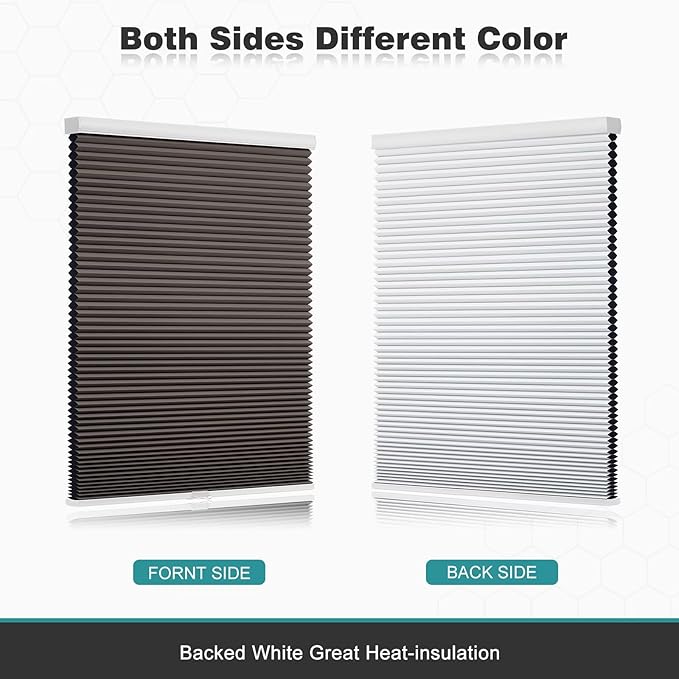 Changshade Cordless Cellular Shades, Blackout Honeycomb Shades for Windows, Pull Down Pleated Blinds, Easy to Install for Indoor Windows and French Doors,34.5" W x 72" H, Taupe