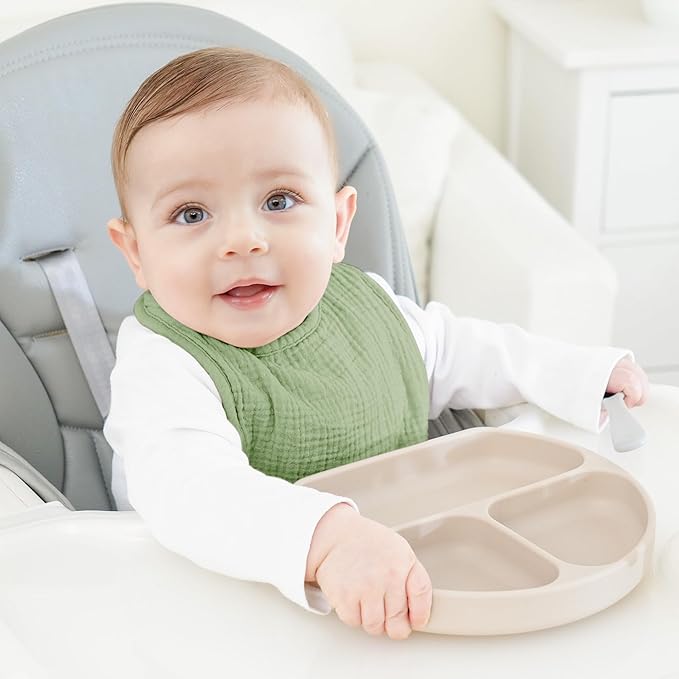 Bearmoss Baby Muslin Drooling Bibs 100% Cotton Square Adjustable Bibs Gift for Baby Girls Boys Teething Drool 8 Pack