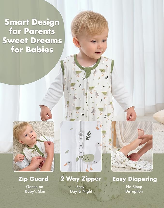 FJORHAL Rayon Made from Bamboo Sleep Sack – TOG 1.0 Soft Wearable Blanket for Infants & Toddlers