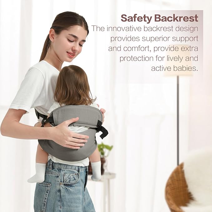Toddler Sling Carrier, Toddler Carrier Sling, Baby Carriers Hip Carriers with Backrest, Lightweight Travel-Friendly Baby Slings Carriers, Grey
