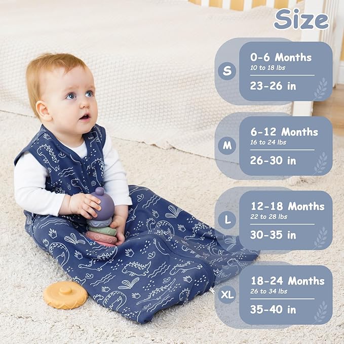 Looxii Baby Sleep Sack 0.5 TOG, 100% Cotton 3 Pack Wearable Blanket Baby Sleep Bag for Newborn Infant, 2-Way Zipper Lightweight Toddler Sleeping Sack 6-12 Months