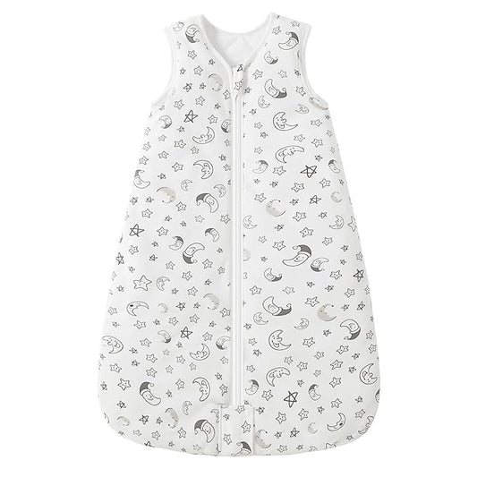 Mosebears Sleep Sack Baby Winter Wearable Blanket with 2-Way Zipper,2.5 TOG Cotton Sleep Sack Unisex (White Star, 0-6 Months)