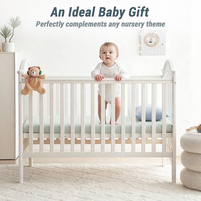 Heavyweight Muslin Baby Crib Sheets - 2PCS 52"x28" Neutral Fitted Crib Sheets for Boys Girls, Breathable Soft 100% Organic Cotton Standard Baby Mattress Sheet (Blue, Light Green)