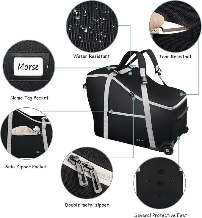 Infant Car Seat Travel Bag Backpack for Airplane, Fits Doona Car Seat Stroller and Base, Padded Carseat Cover for Air Travel, Nuna Pipa Car Seat Travel Bag with Wheels