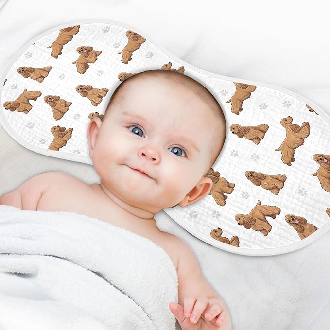 Qinllo 2 Pack Muslin Burp Cloths American Cocker Dogs White Cotton Baby Burp Cloths Ultra Absorbent and Soft Burping Cloth for Newborn Must Haves 22x11 Inch