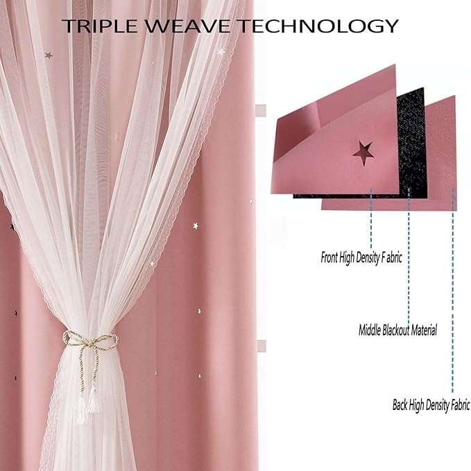Light Pink Curtains for Girls Bedroom Solid Window Treatment Set Grommet Top Light Blocking Blackout Curtain for Living Room/Bedroom 2 Panels 52 x 54 inch Baby Pink