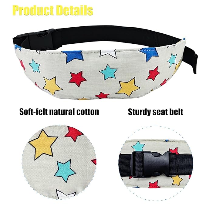 3 Pcs Baby Carseat Head Support Band Neck Relief Headrest Strap for Stroller Car Seat Head Holder for Toddler Kids Children Child Baby Infant(White and Green)