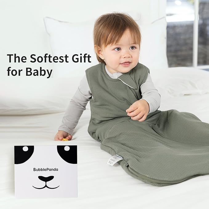 BubblePanda Rayon Made from Bamboo Sleep Sack 0-6 Months Newborn Infant Sleep Sack 0-3 Months 1.0 Tog Breathable Baby Wearable Blanket With 2-Way Zipper Unisex Sleeping Bag for Babies