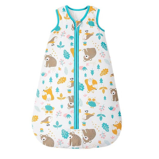 Mosebears Sleep Sack Baby Winter Wearable Blanket with 2-Way Zipper,2.5 TOG Cotton Sleep Sack Unisex (Animal World, 12-18 Months)