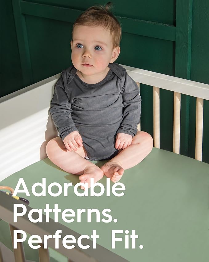 TotBasic Crib Sheets for Boy Girl, Premium Soft Crib Mattress Fitted Sheet, Ultra Breathable Baby Sheets, Super Stretchy Baby Bed Sheets 28''x52''x9'' Extra Deep Pocket, 2 Pack