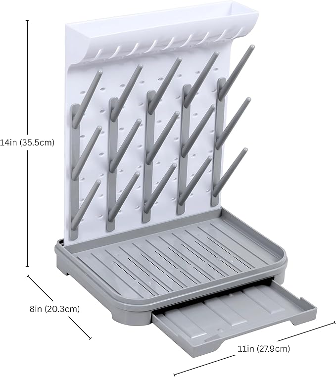 Velakade Baby Bottle Drying Rack – Large Vertical Bottle Dryer for 15 Bottles, Space-Saving Countertop Rack for Baby Bottles & Accessories, Compact Holder for Newborn Essentials