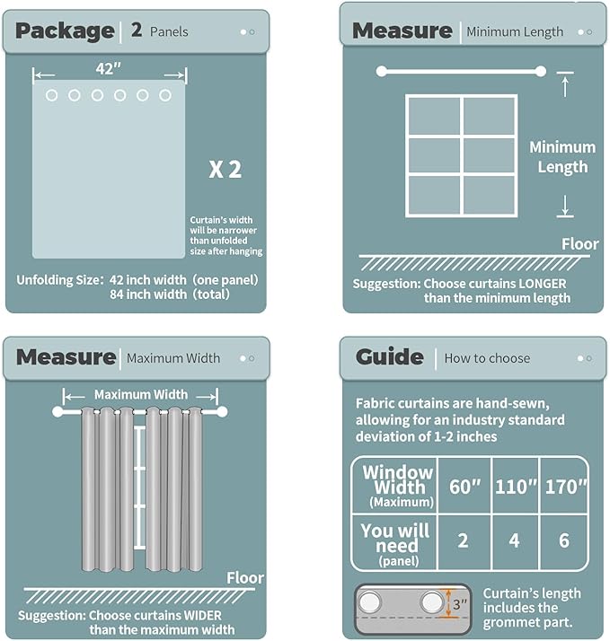 BGment Short Blackout Curtains for Bedroom 40 Inch Length, Full Room Darkening Thermal Insulated Soundproof Grommet Curtains for Small Window, 2 Panels, Each Panel 42 Inch Wide, Greyish White