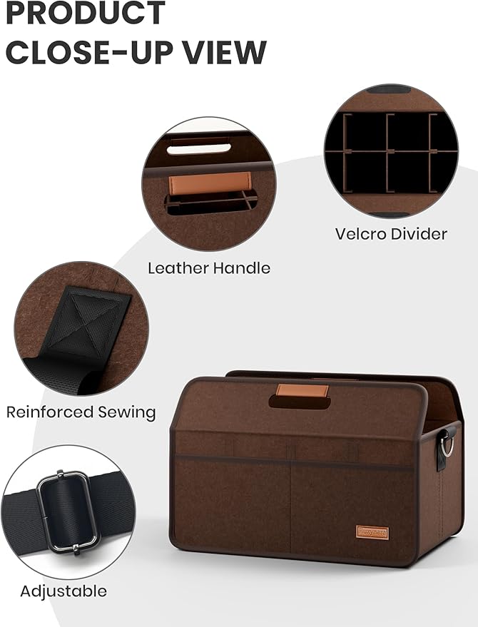 Fluxynara 8-Cup Reusable Felt Drink Carrier with Handle and Adjustable Shoulder Strap, Drink Holder for Car, Multi-Cup Drink Carrier Bag for Delivery, Travel, Picnics (Coffee Brown)
