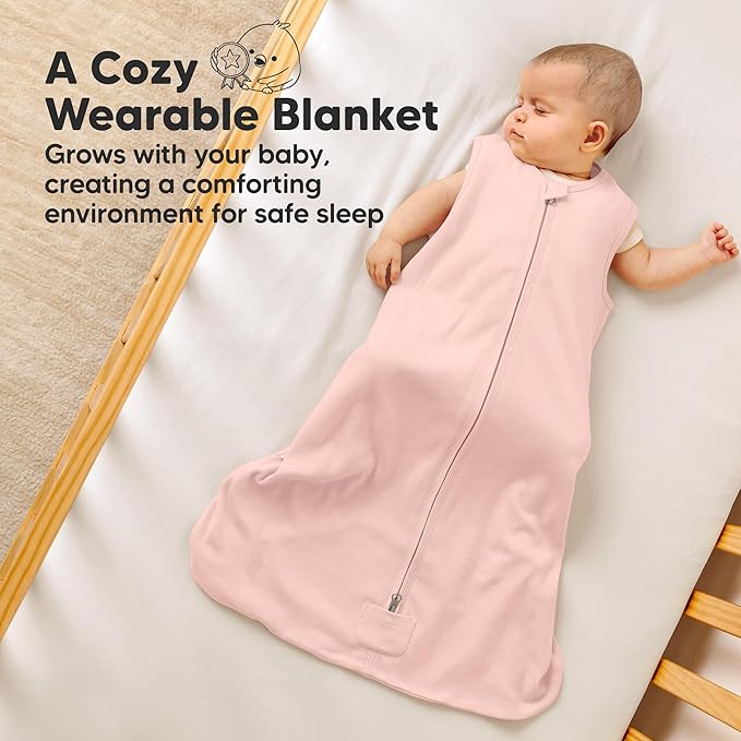 2-Pack Baby Sleep Sacks, Zipper Wearable Blanket - 0.5TOG Organic Cotton, Lightweight, Soft Cozy Infant Sleeping Sack 3-6 months,Easy to Wear Small Newborn Transition Swaddles Sleepsacks (Butterflies)
