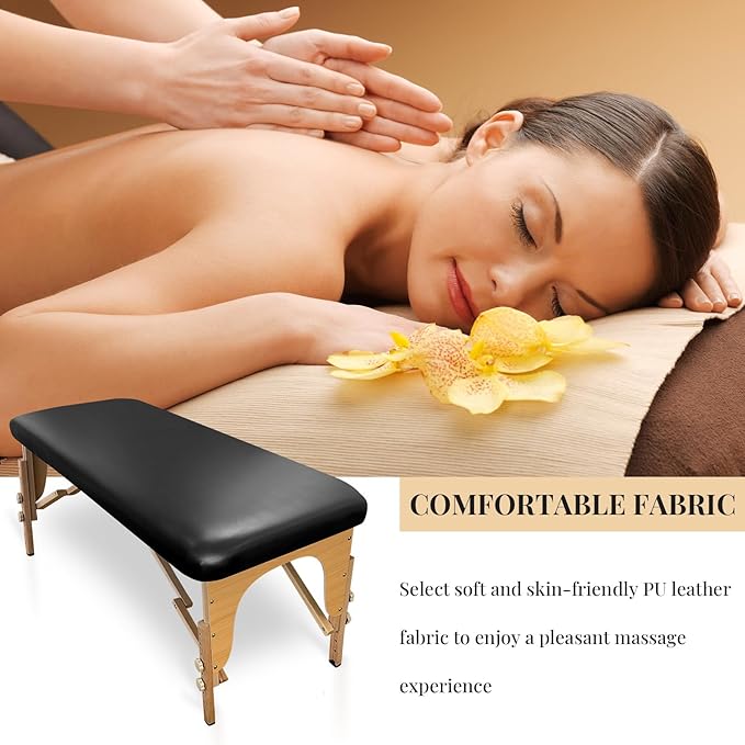 XIAROGEE Leather Massage Table Cover Wipeable Covers for Massage Table Waterproof Vinyl Replacement Bed Cover Protector for Lash/Spa (Black, 1)