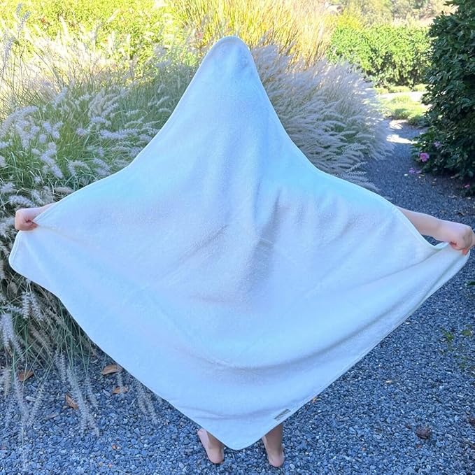 Pine & Palm Home Hooded Baby Towel – Turkish Cotton & Rayon from Bamboo, Soft & Absorbent, Quick-Dry | Neutral Newborn & Toddler Bath Towel | Gift-Ready Bag (Pearl)