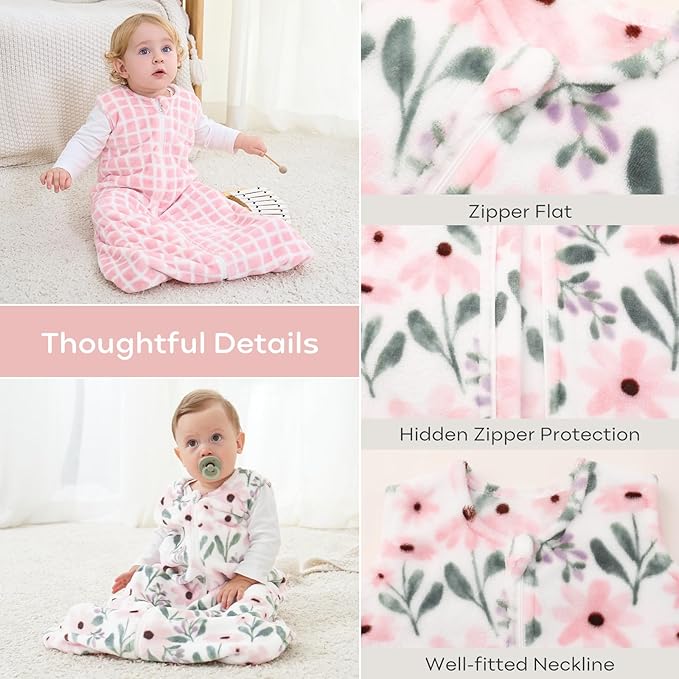 Yoofoss Baby Sleep Sack 12-18 Months, 1.5 Tog Sleep Sack, Fleece Baby Wearable Blanket with 2-Way Zipper, Toddler Sleeping Sack, Soft Warm Lightweight(Small)