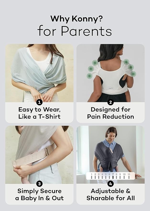 Konny Baby Carrier Flex AirMesh with Head Support - Adjustable, Easy to Wear, Hands-Free Breathable Baby Wrap Sling, Perfect for Newborn Babies Essentials up to 44 lbs (M-4XL) - Beige