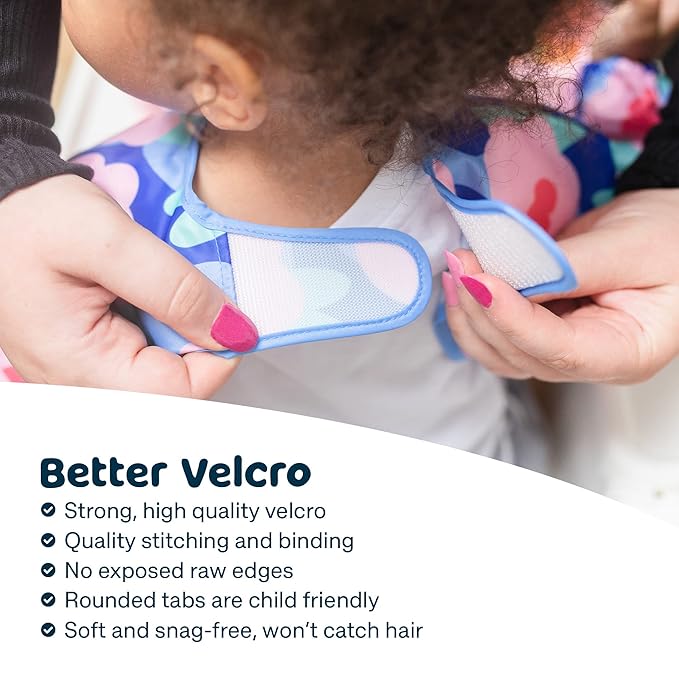 Tiny Twinkle Mess Proof Baby Bib for Girls | Waterproof Toddler Bib for Eating | Baby Apron for Feeding | Machine Washable | Perfect Shower Gift (Floral Blue, 2-4Y)